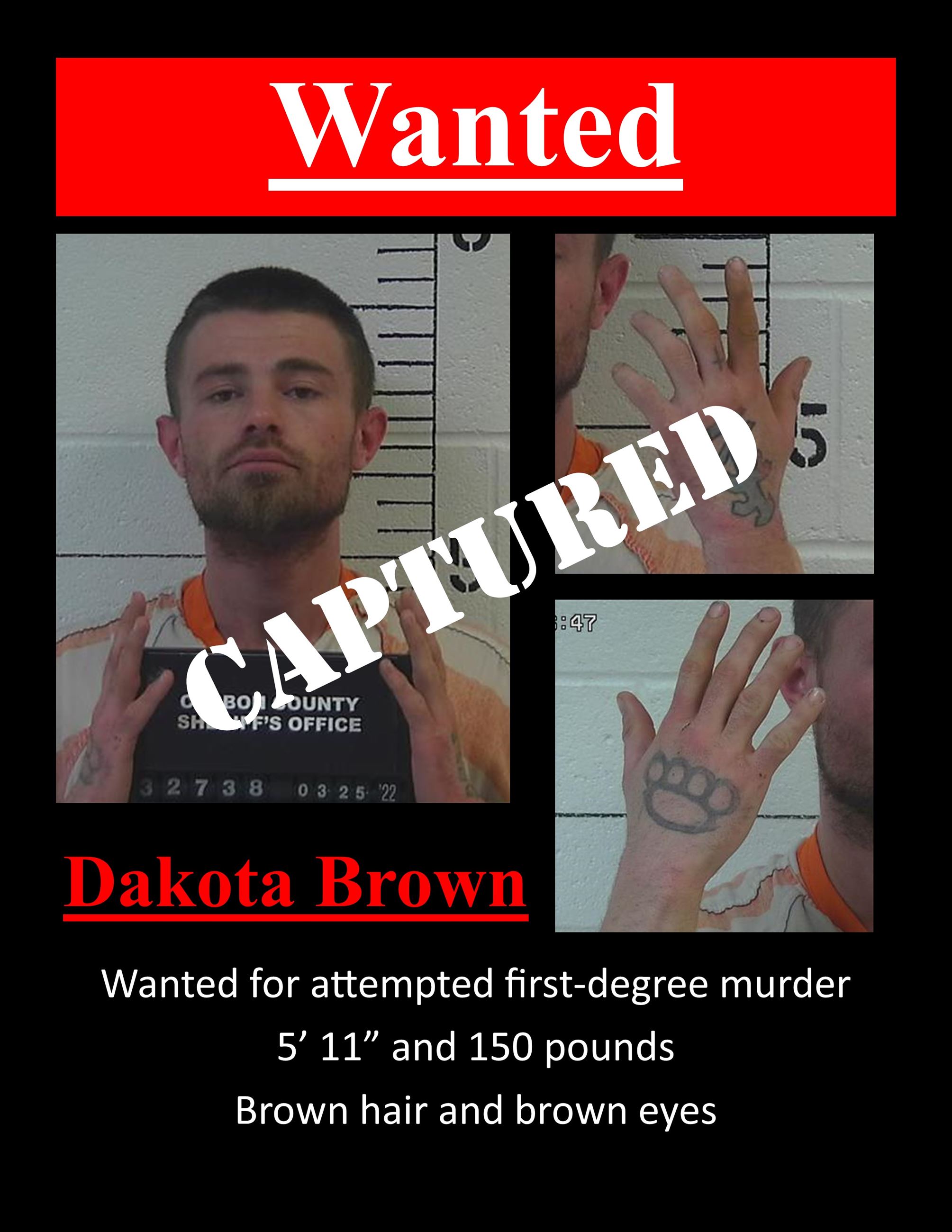 Wanted Dakota Brown  -Captured