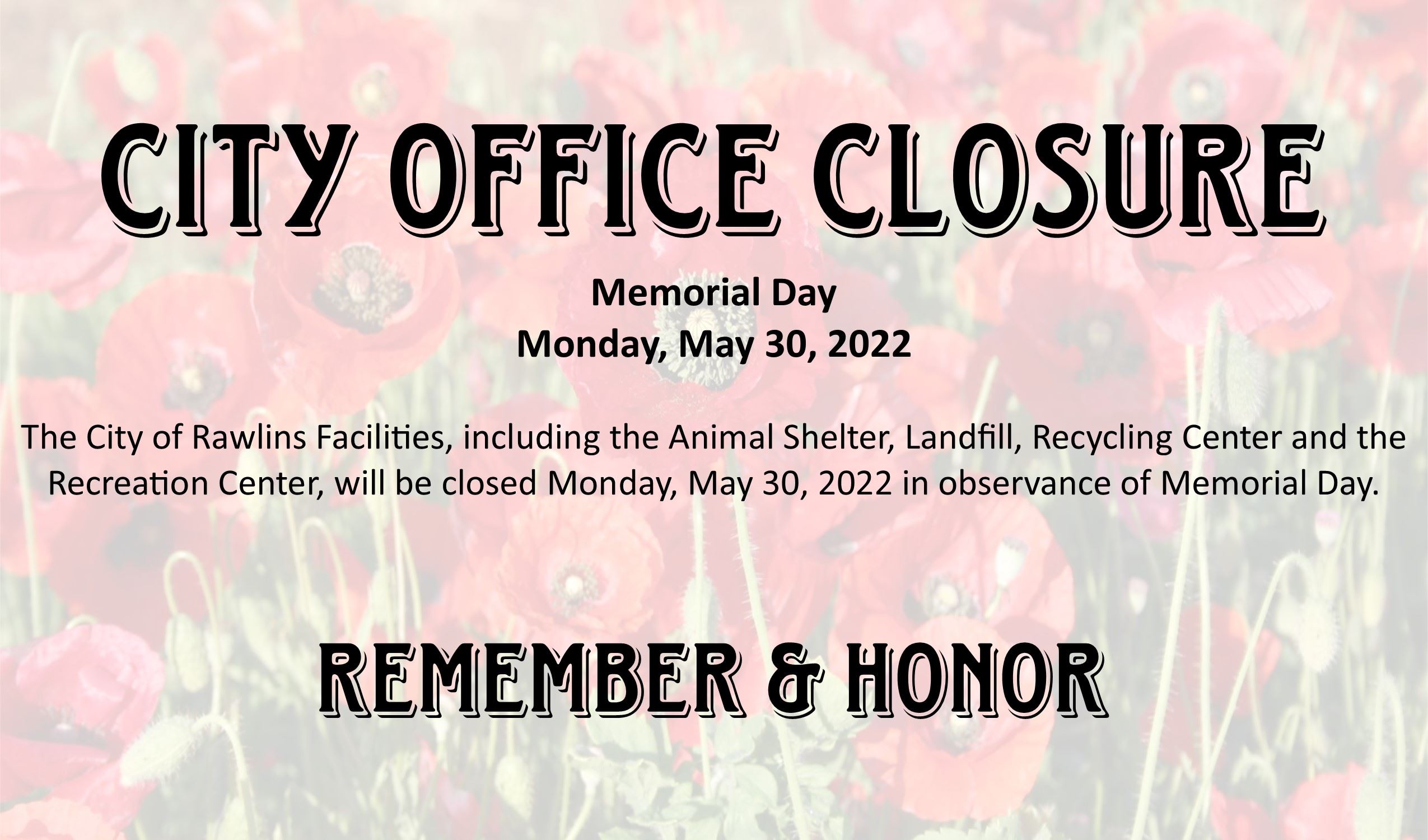 Memorial Day Closure 2022