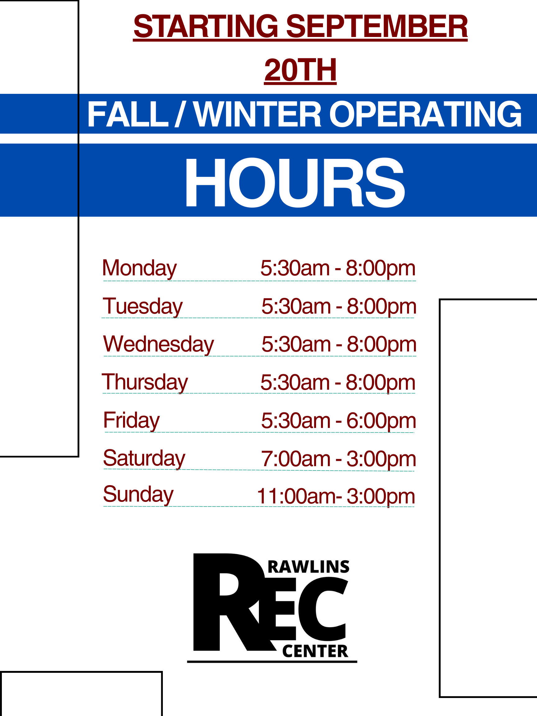 Weekend Hours Fall 2025