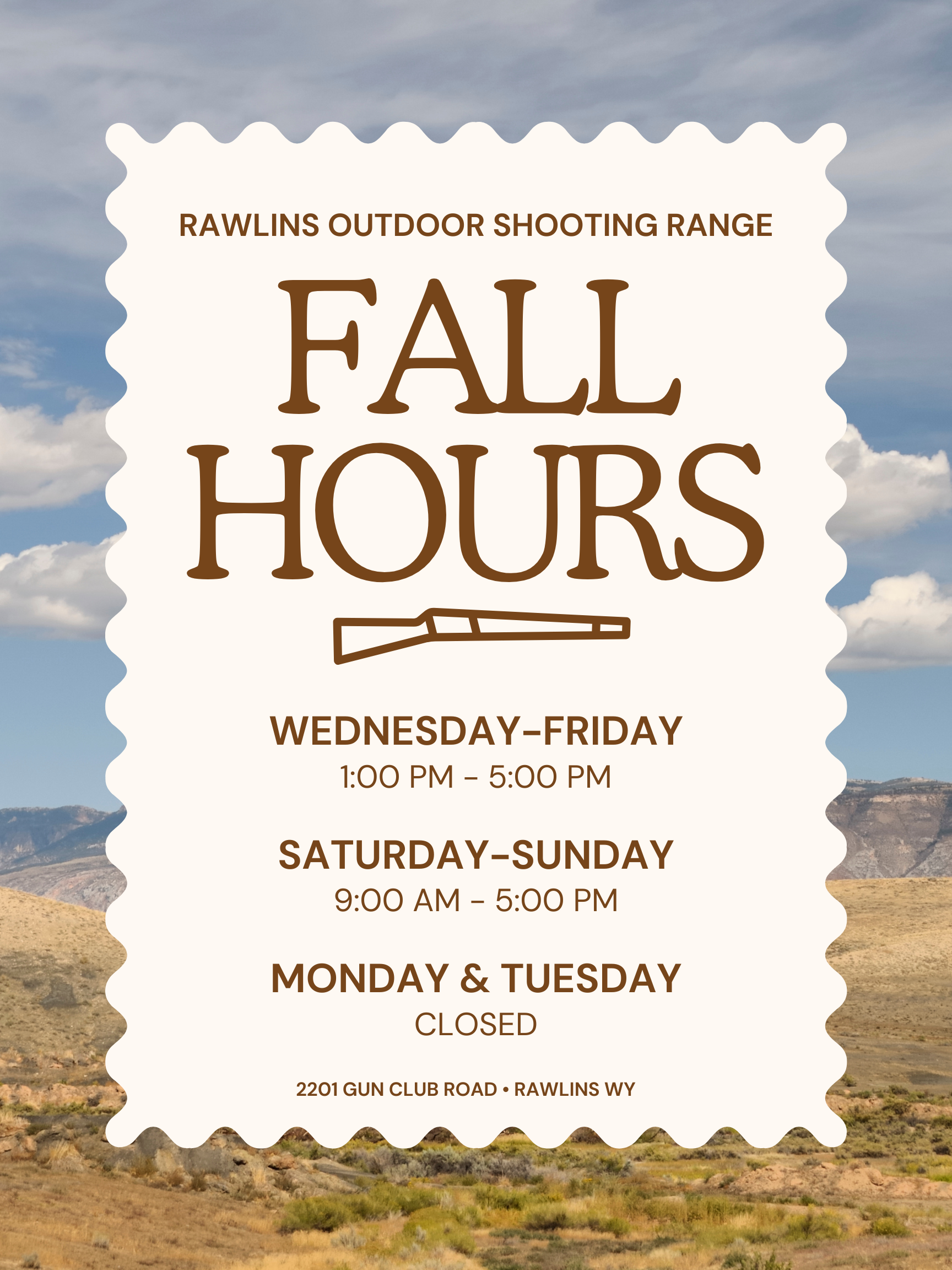 outdoor shooting range fall hours